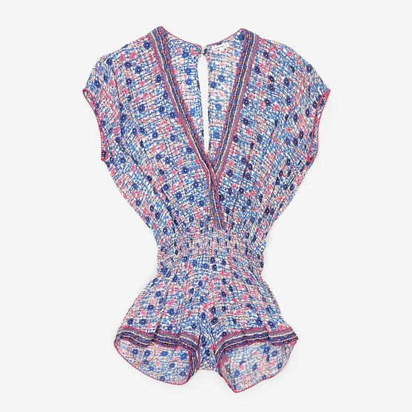 Poupette St Barth Amora Romper Size S Blue Bloom - Picture 5 of 11